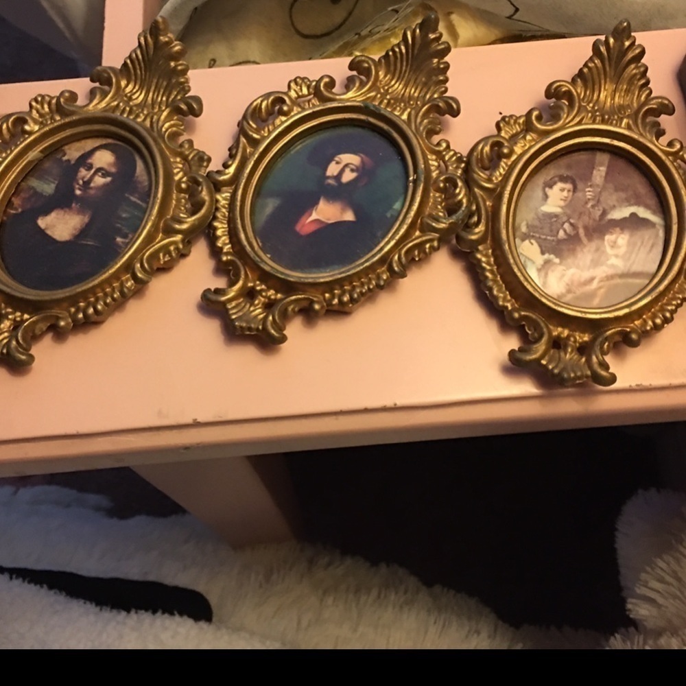 Leonardo Da Vinci Gold Frame Small Pictures, Mona Lisa, Leonardo, 3.5”